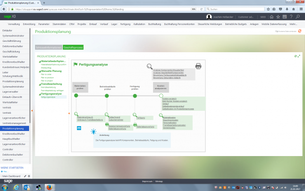 Die Benutzeroberfläche von Sage X3 (Bild: Sage)